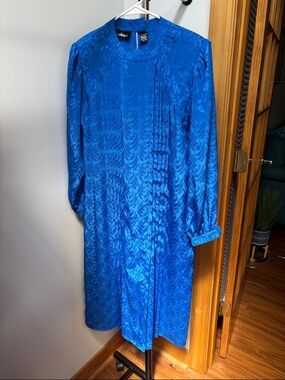 Vintage 80s Royal Blue Long Sleeve Dress